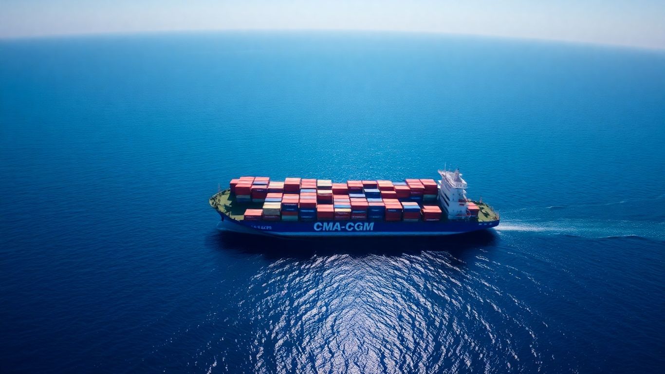 CMA CGM container ship on the ocean