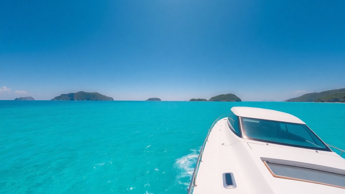 Luxury yacht sailing in clear blue water
