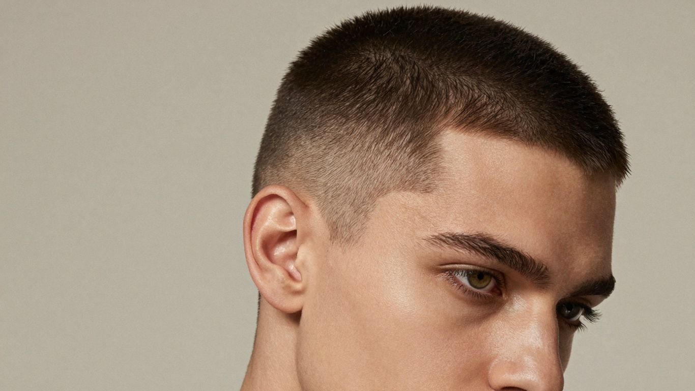 Man with a sophisticated, polished, trending hairstyle.