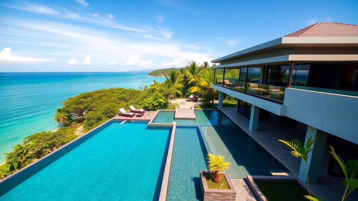 Luxury villa with infinity pool overlooking the ocean in Phuket.