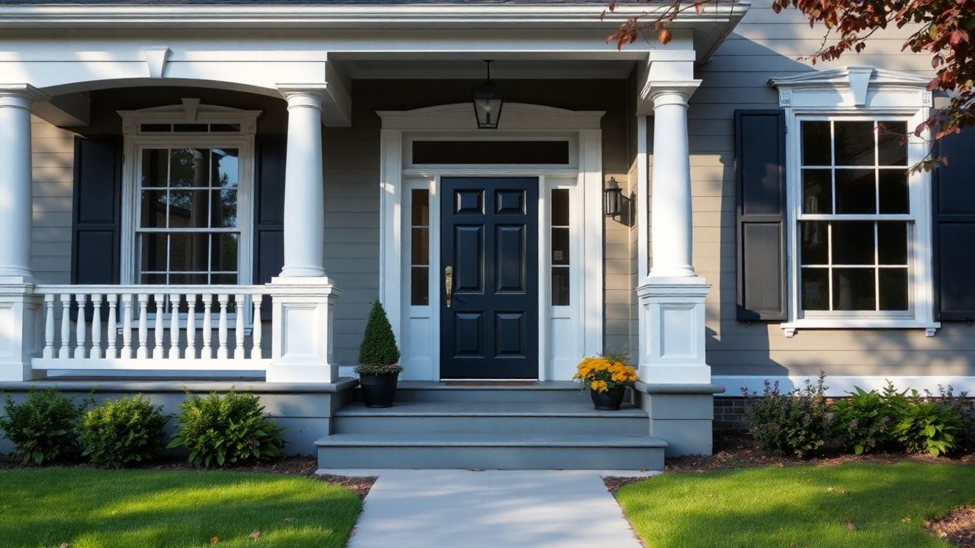 House exterior with timeless color palette for curb appeal.
