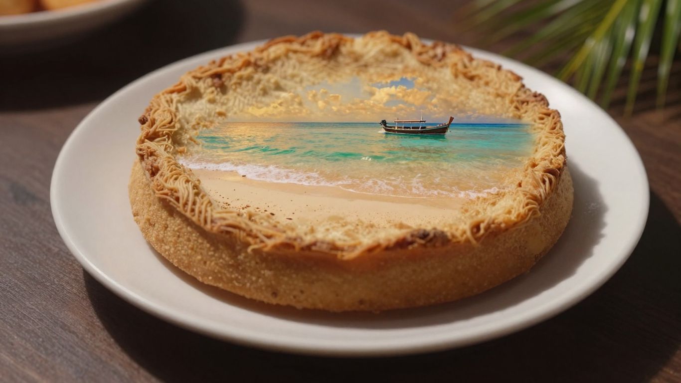Tropical beach with palm trees and a longtail boat.