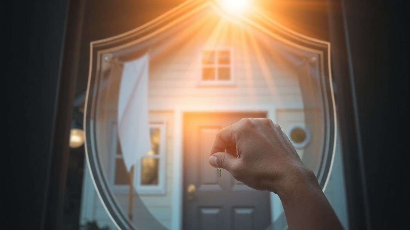Casa protegida con seguro y llave en la puerta.
