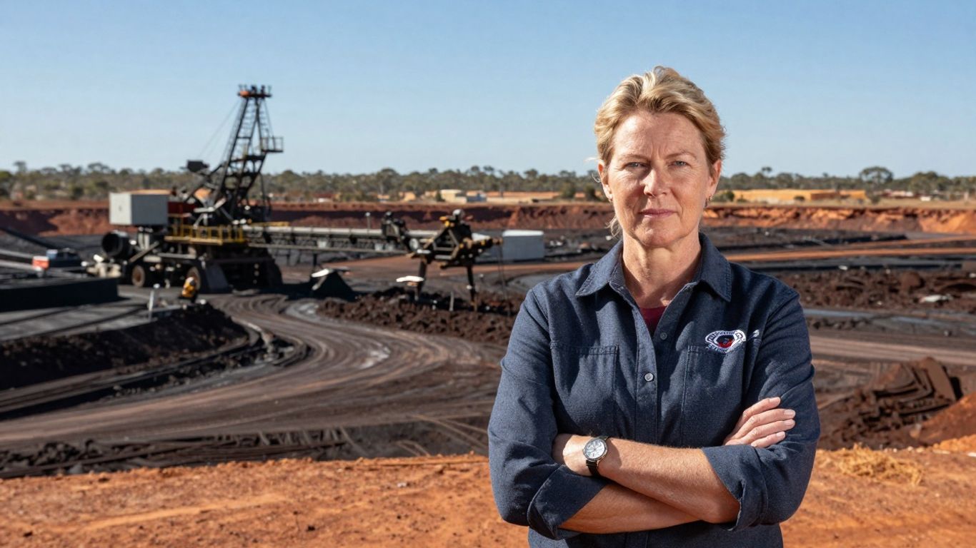 [Gina Rinehart] at an iron ore mine, Australian Rich List.