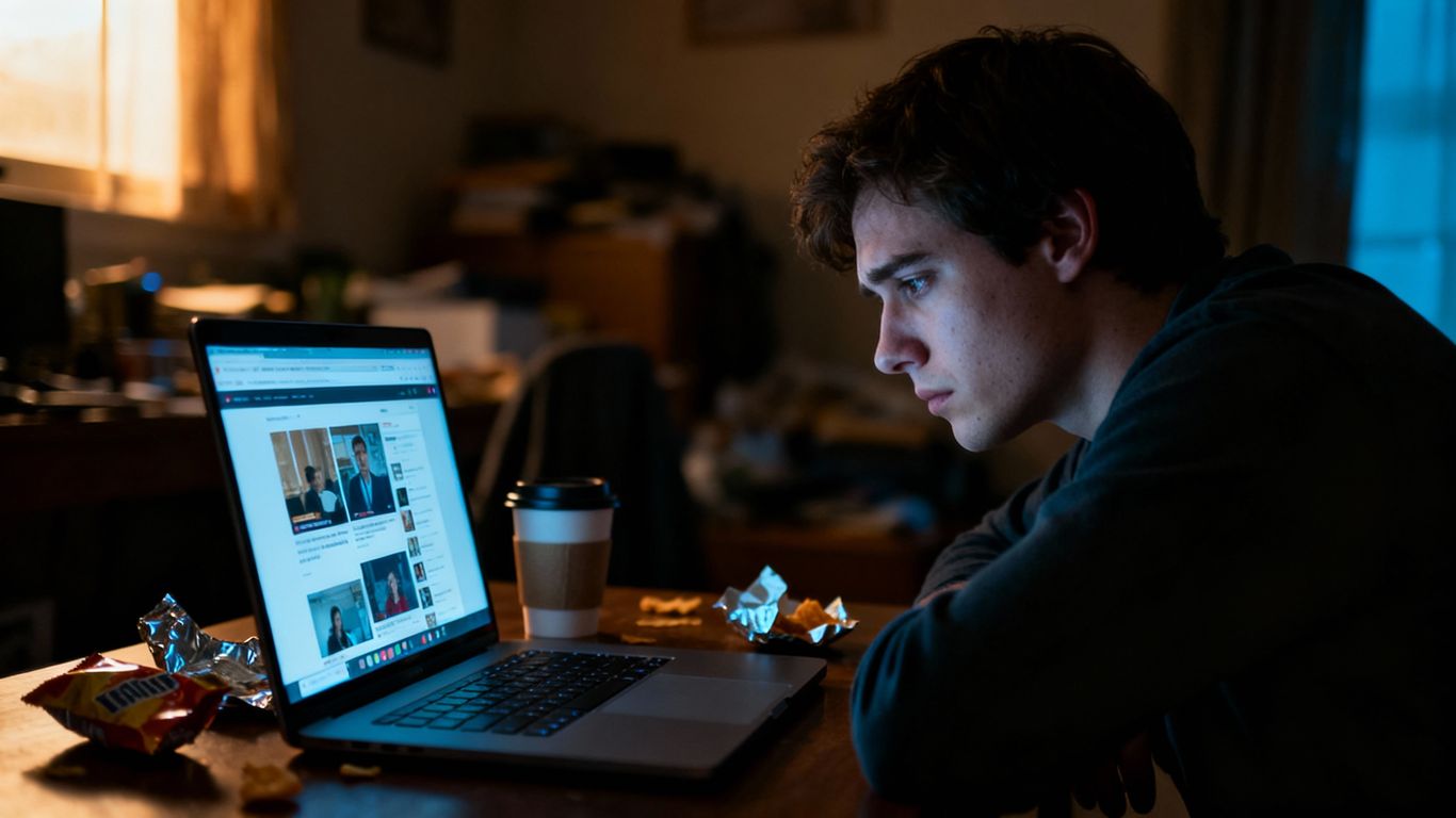 Person distracted by screen, ignoring learning material.