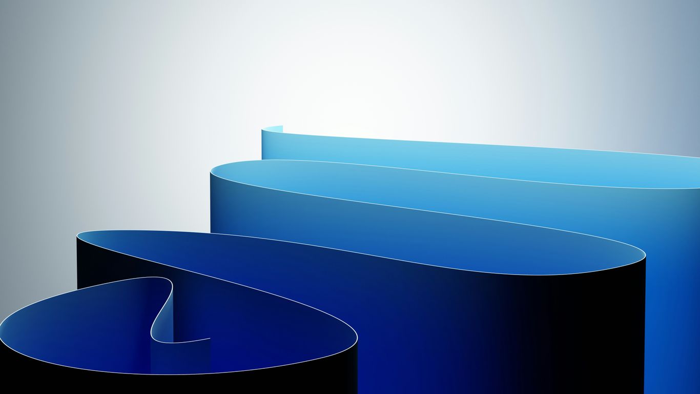 Blue ribbons flowing against a gradient background