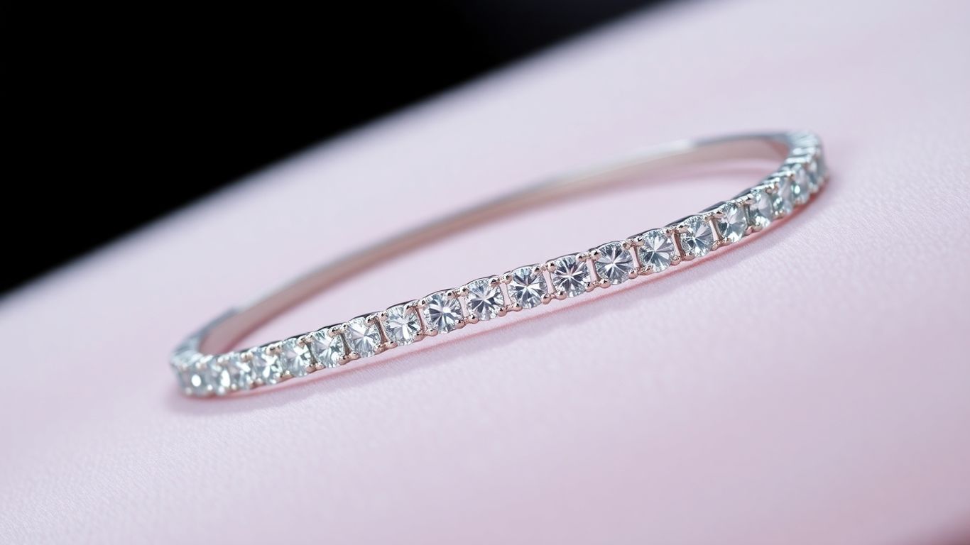 Diamond tennis bracelet sparkling on velvet