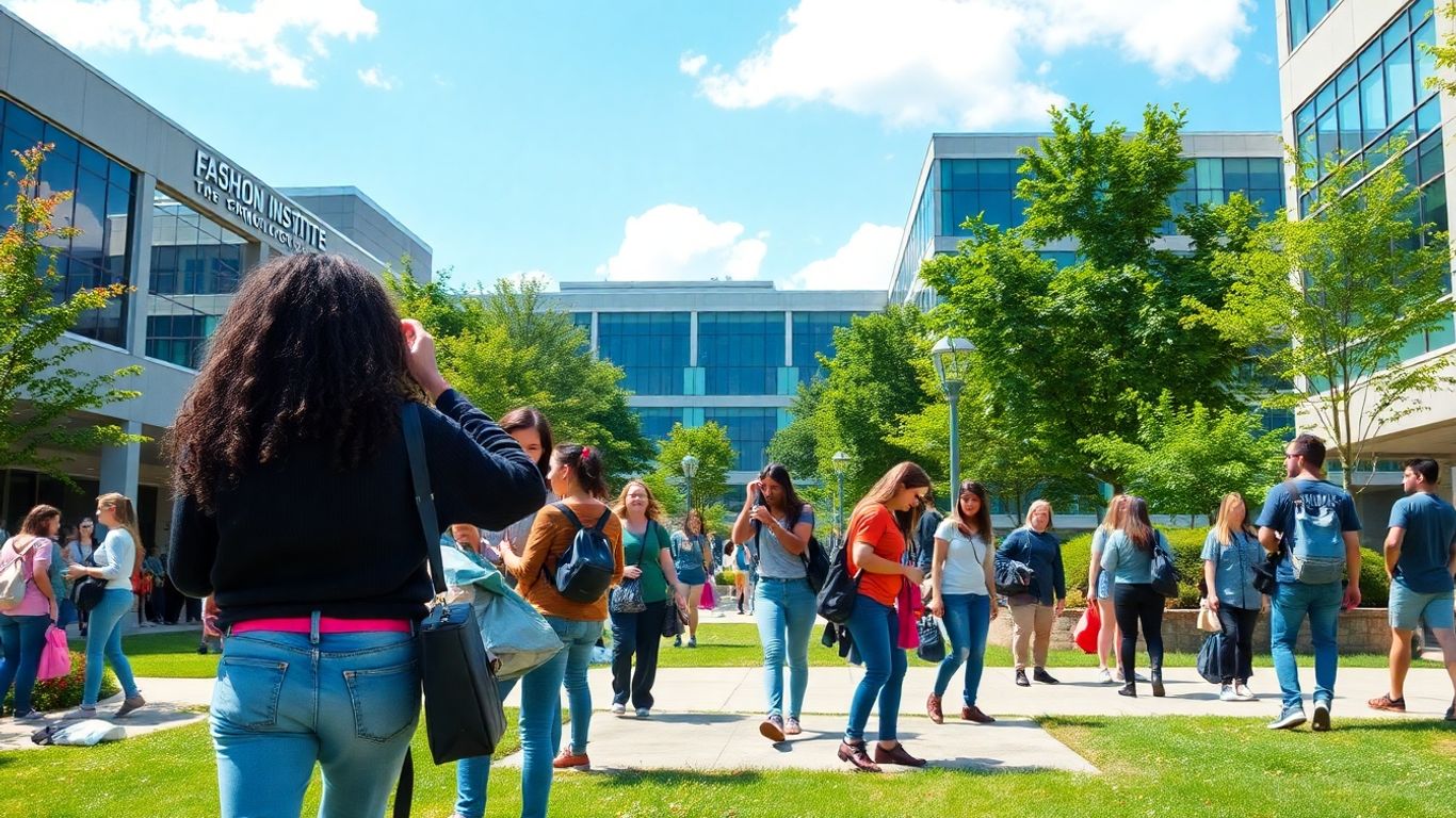 FIT campus with students engaged in activities.