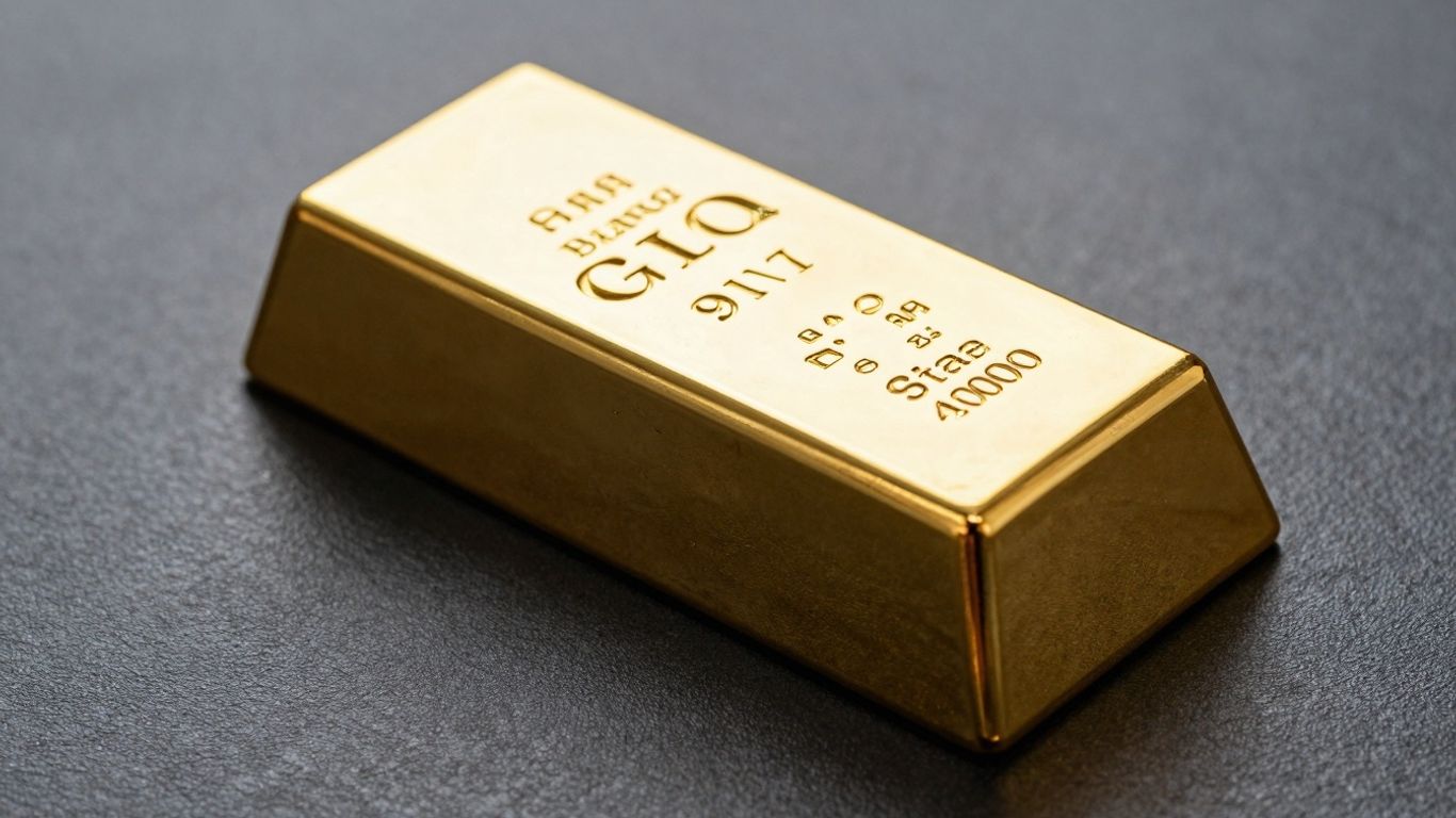深色背景上的金锭，象征着财务安全。
