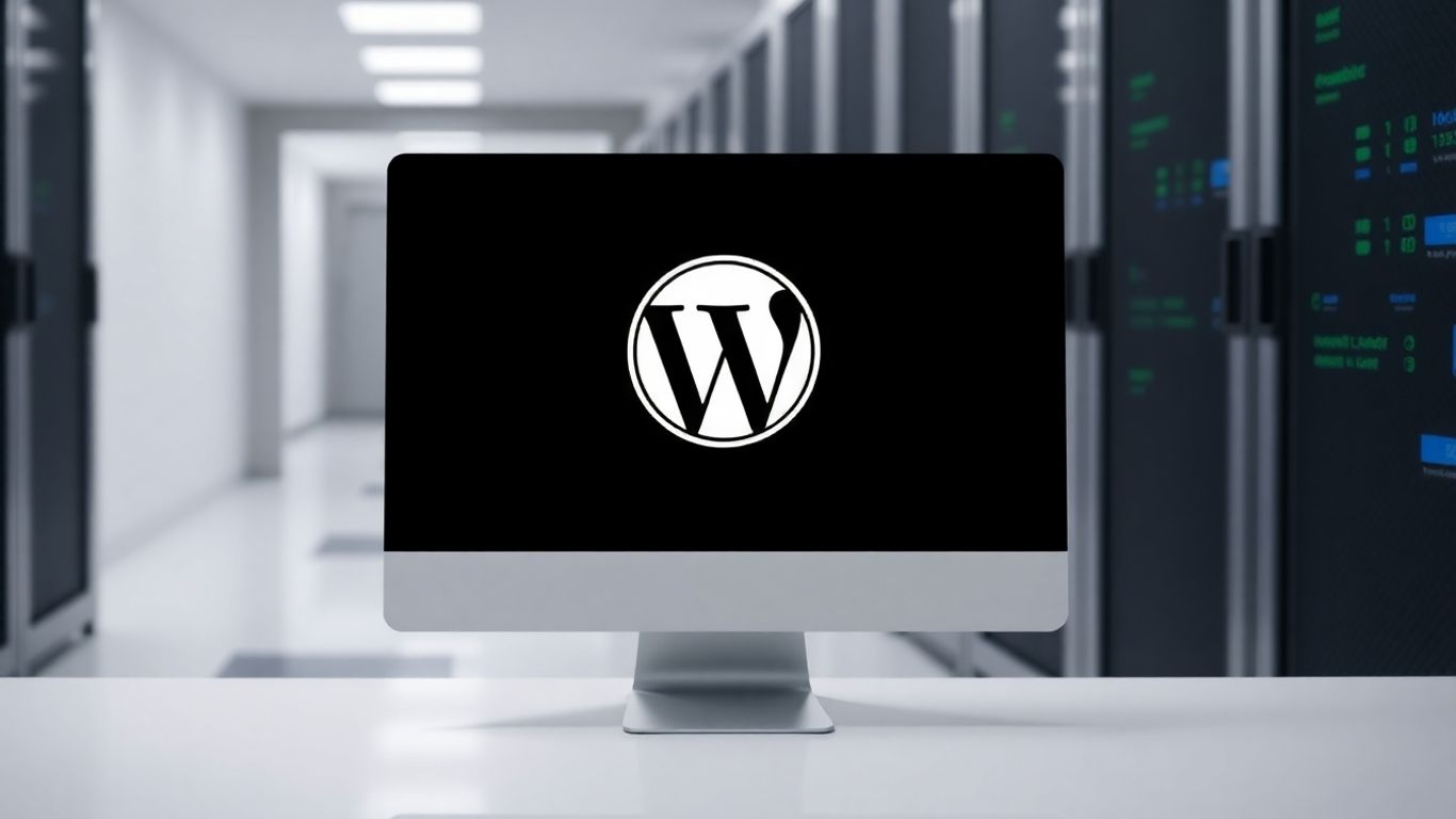 شعار ووردبريس على شاشة كمبيوتر