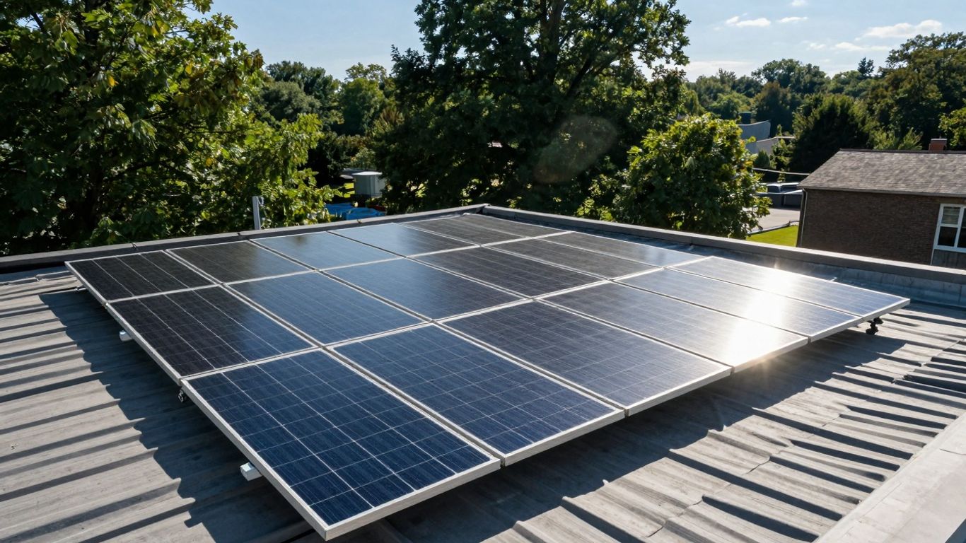 Michigan Solar Panels On A Sunny Day.