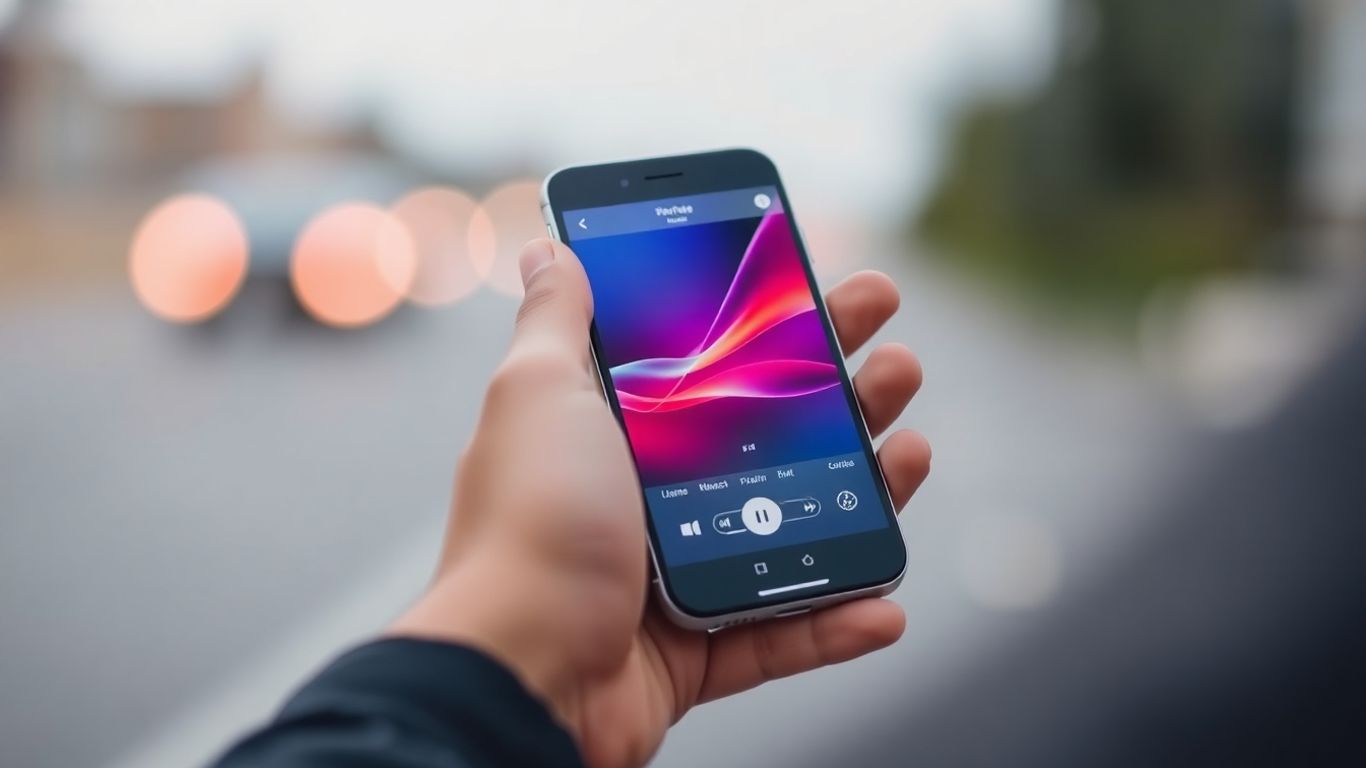 Person using AI music app on smartphone