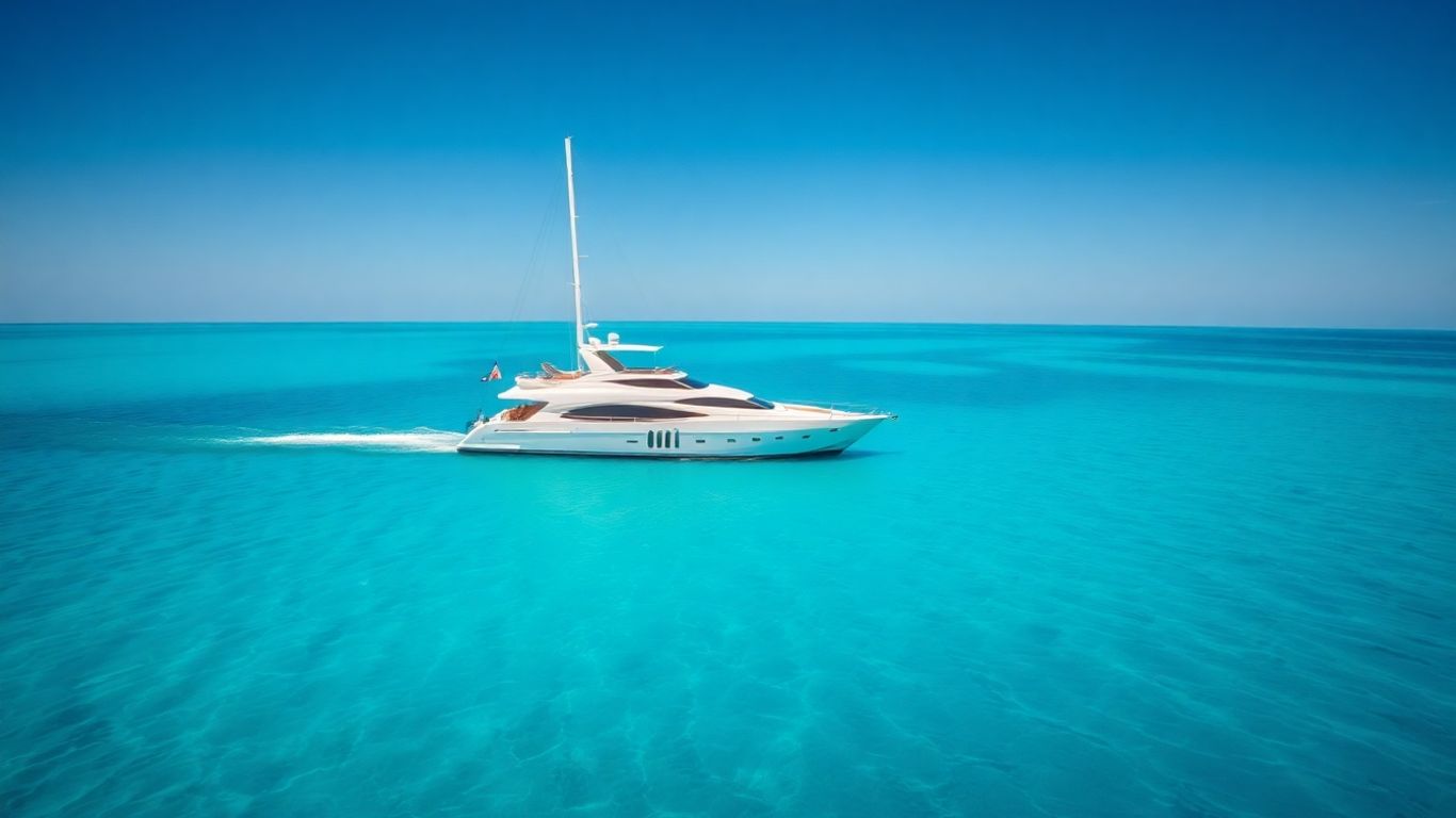Luxury yacht sailing on turquoise water