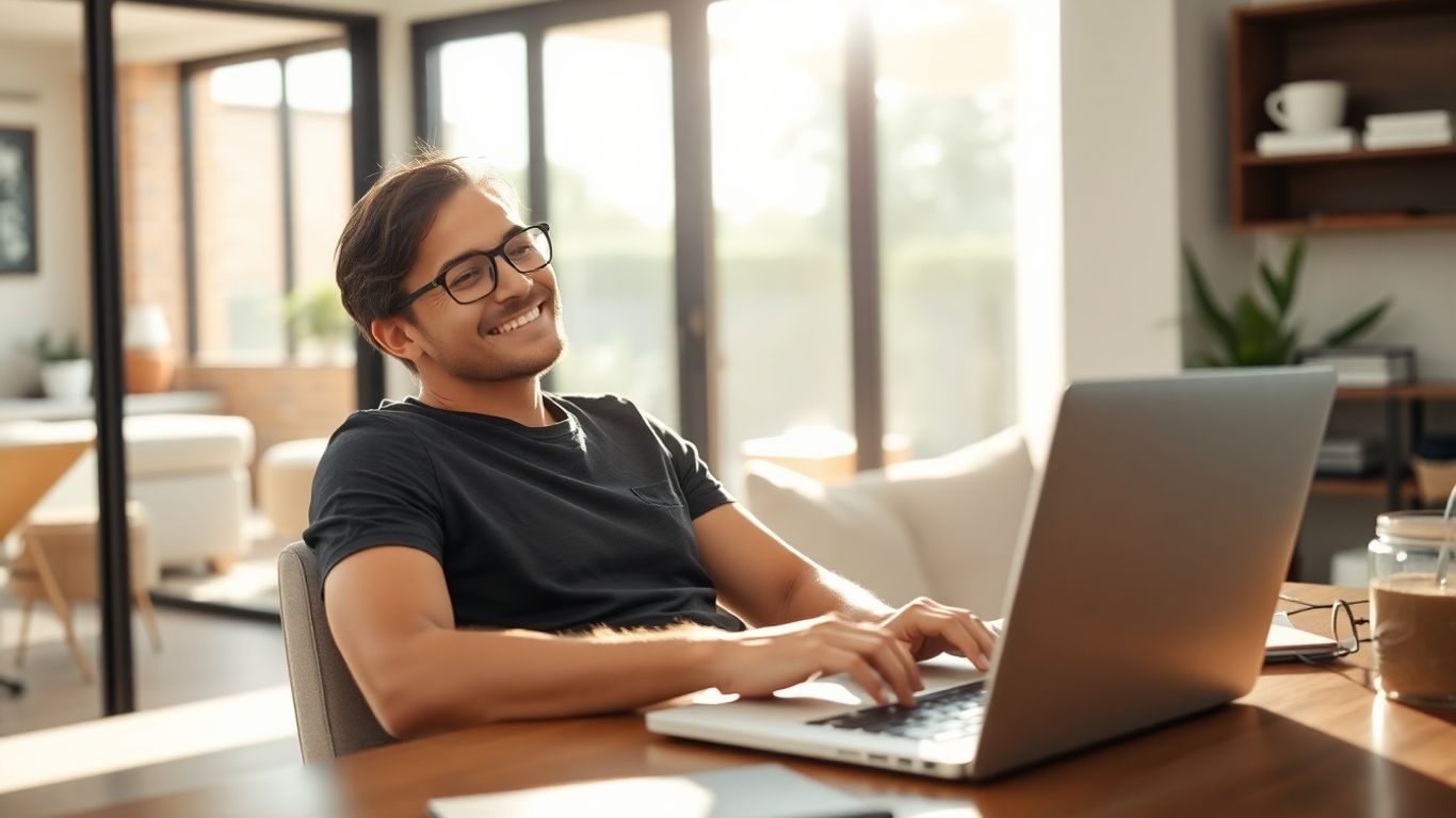 Person working from home in Australia