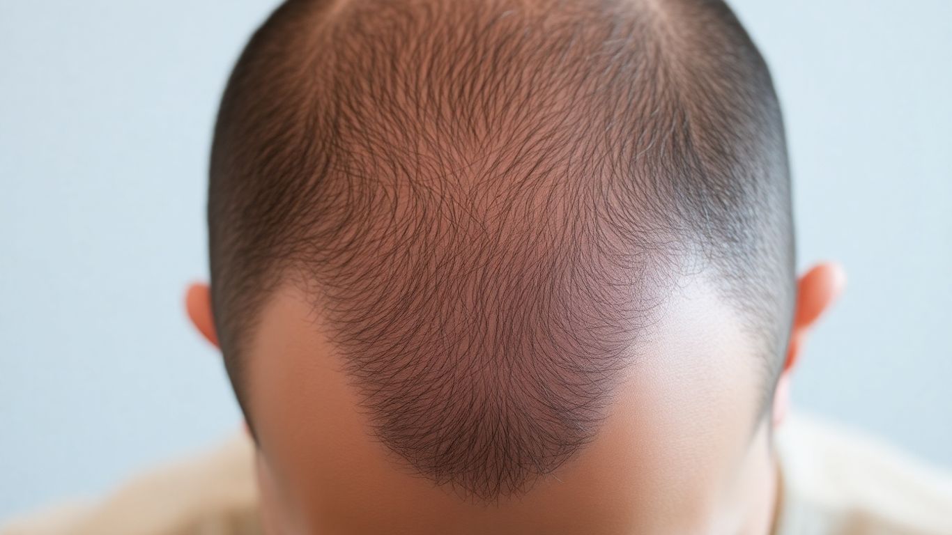 Man's scalp with hair regrowth