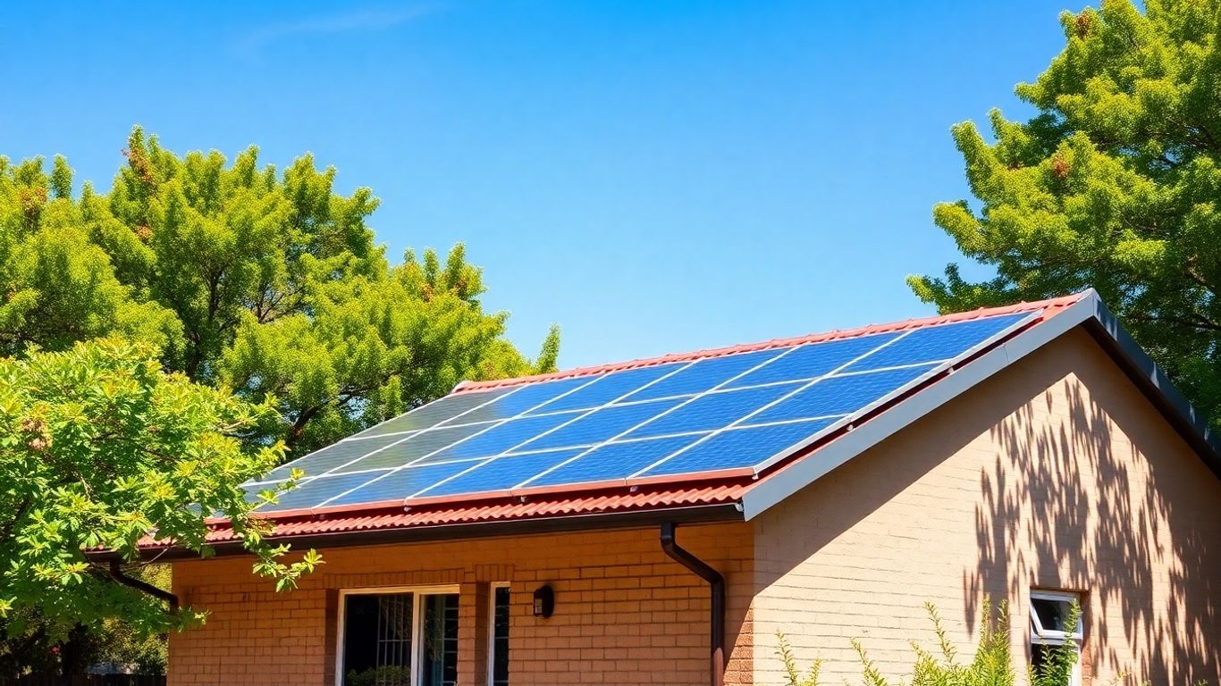 South African home with solar panels on roof.