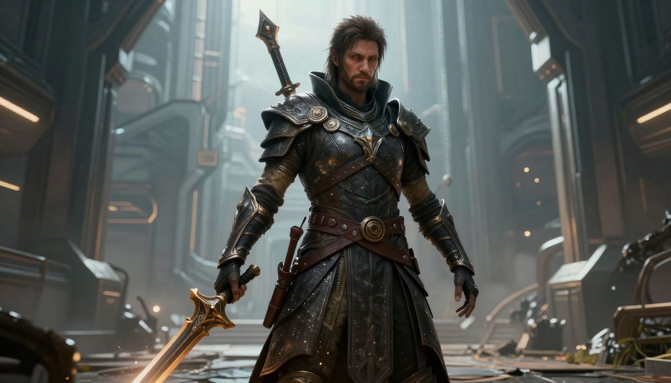 Guardião empunhando armas lendárias em um cenário futurista de Destiny 2