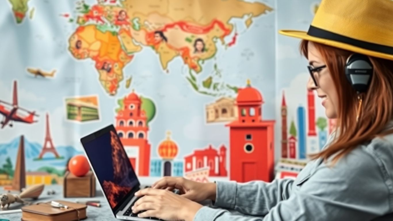 Osoba planująca podróż za pomocą laptopa