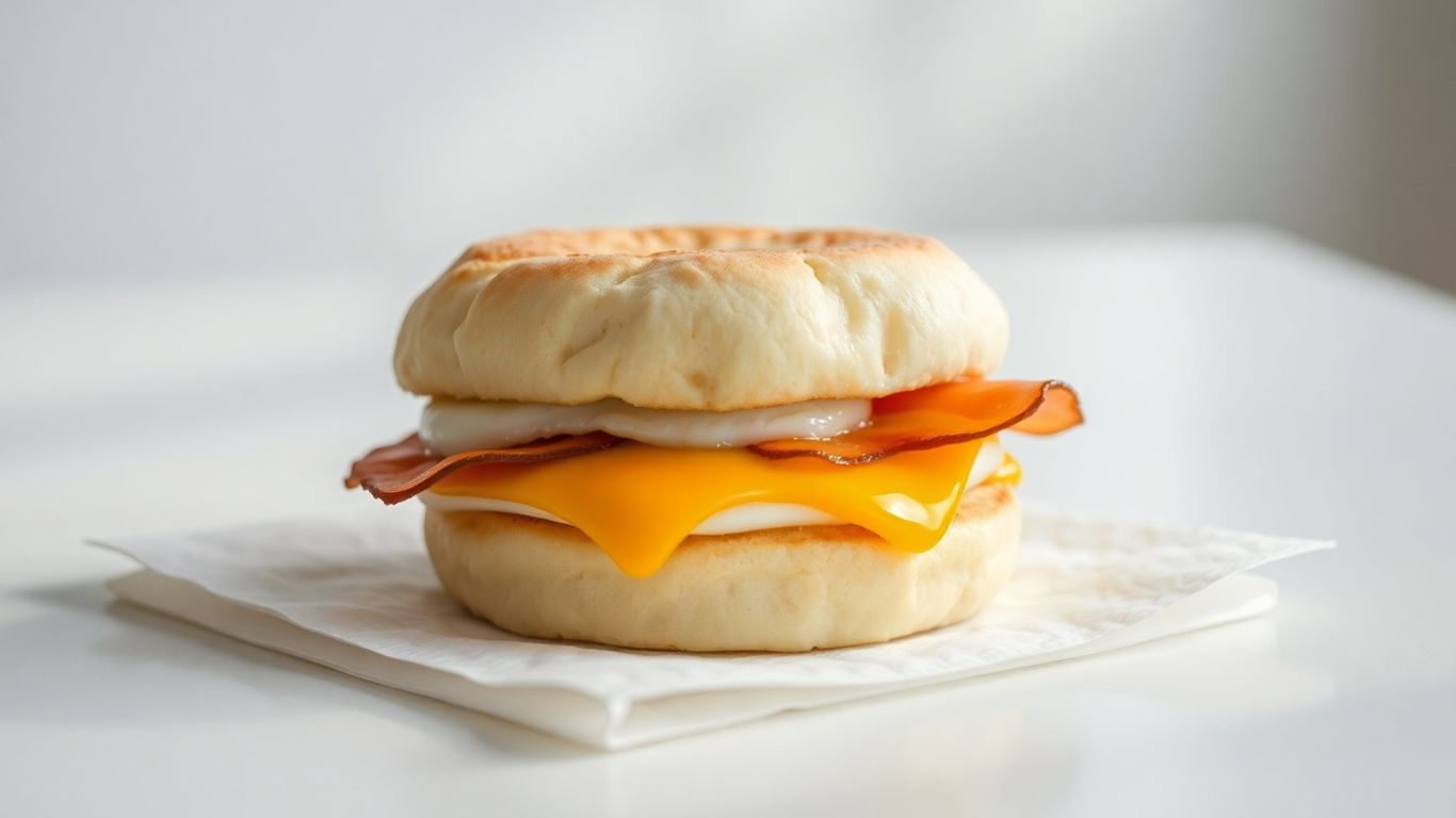 Fresh Egg McMuffin without butter on white napkin.