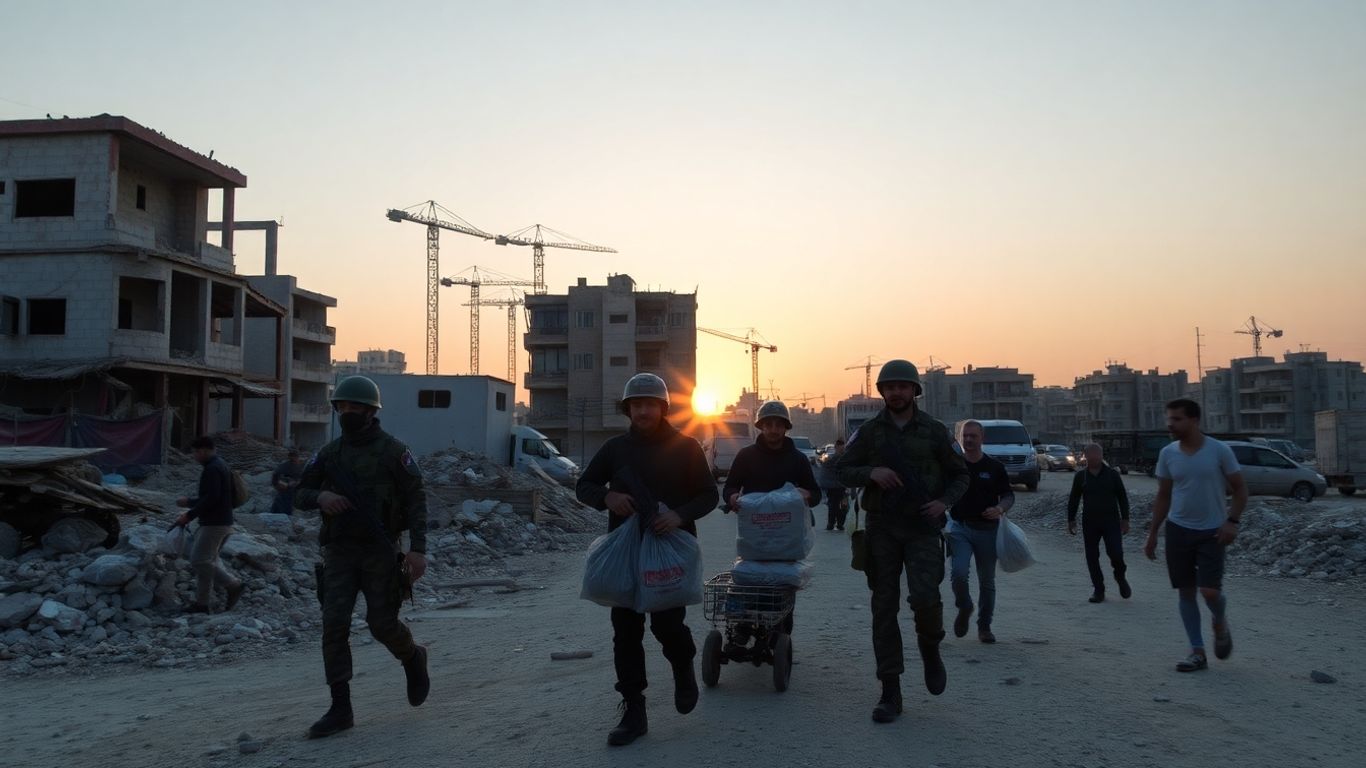 Soldats israéliens et humanitaires à Gaza après le cessez-le-feu.