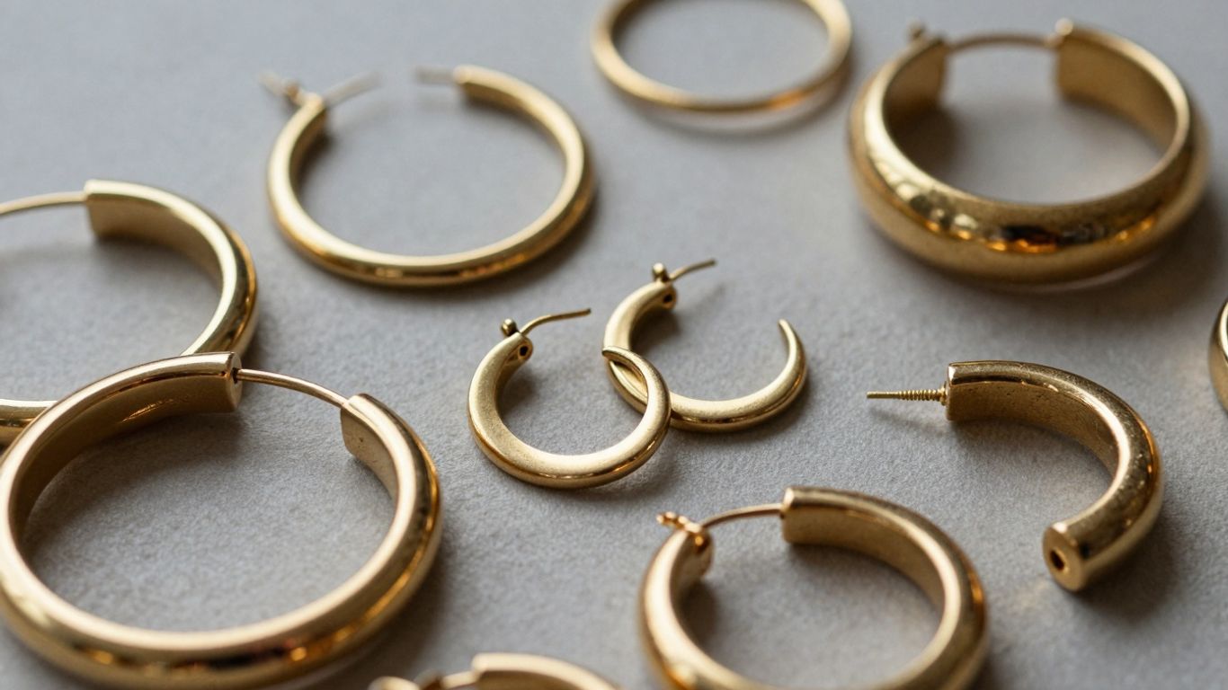 Elegant gold hoop earrings in various sizes.