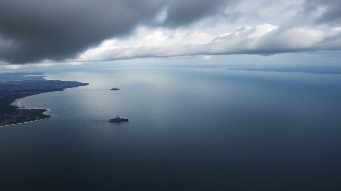 Vedere aeriană cu nave militare pe Marea Neagră