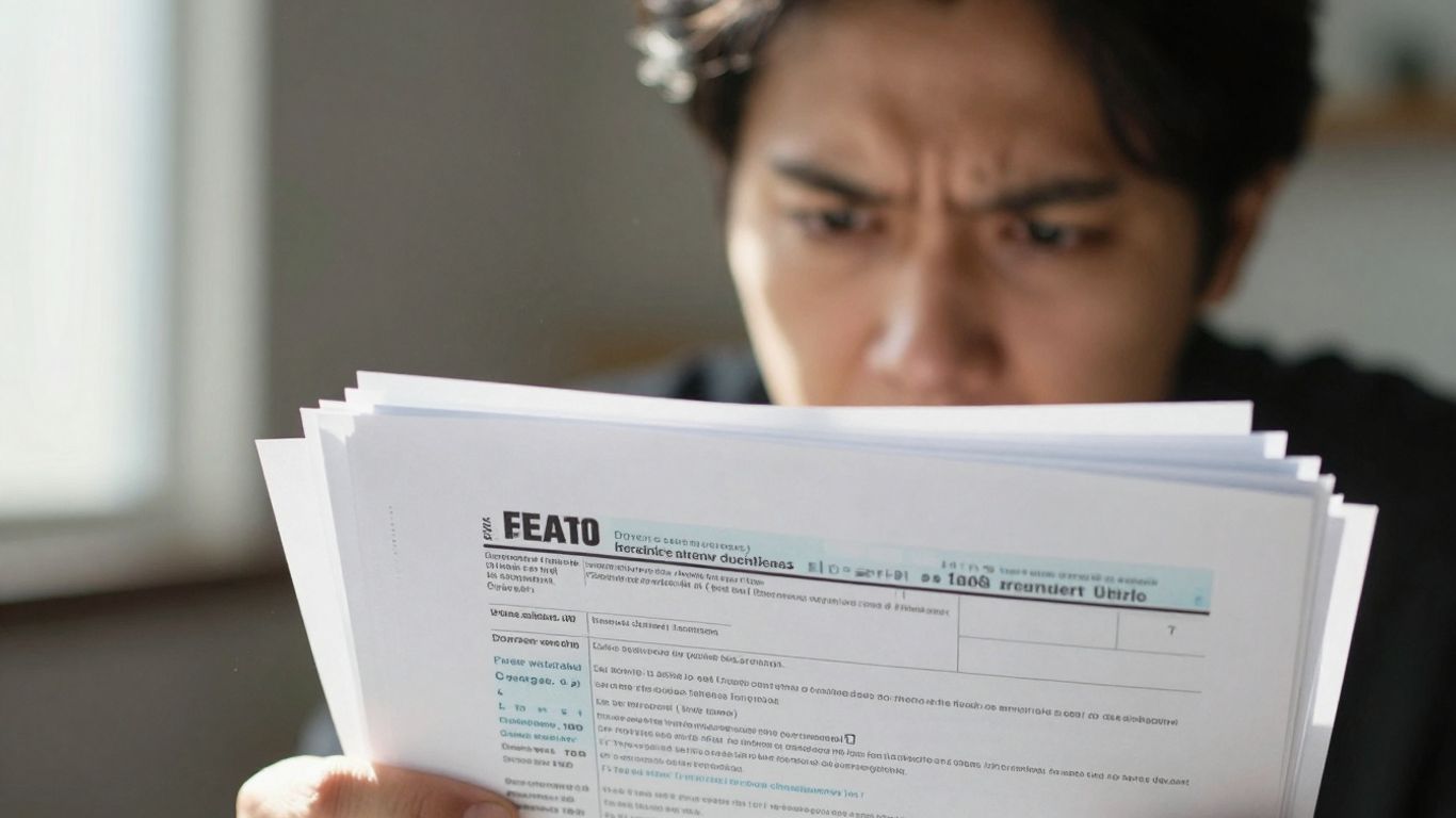 Person stressed with tax forms.