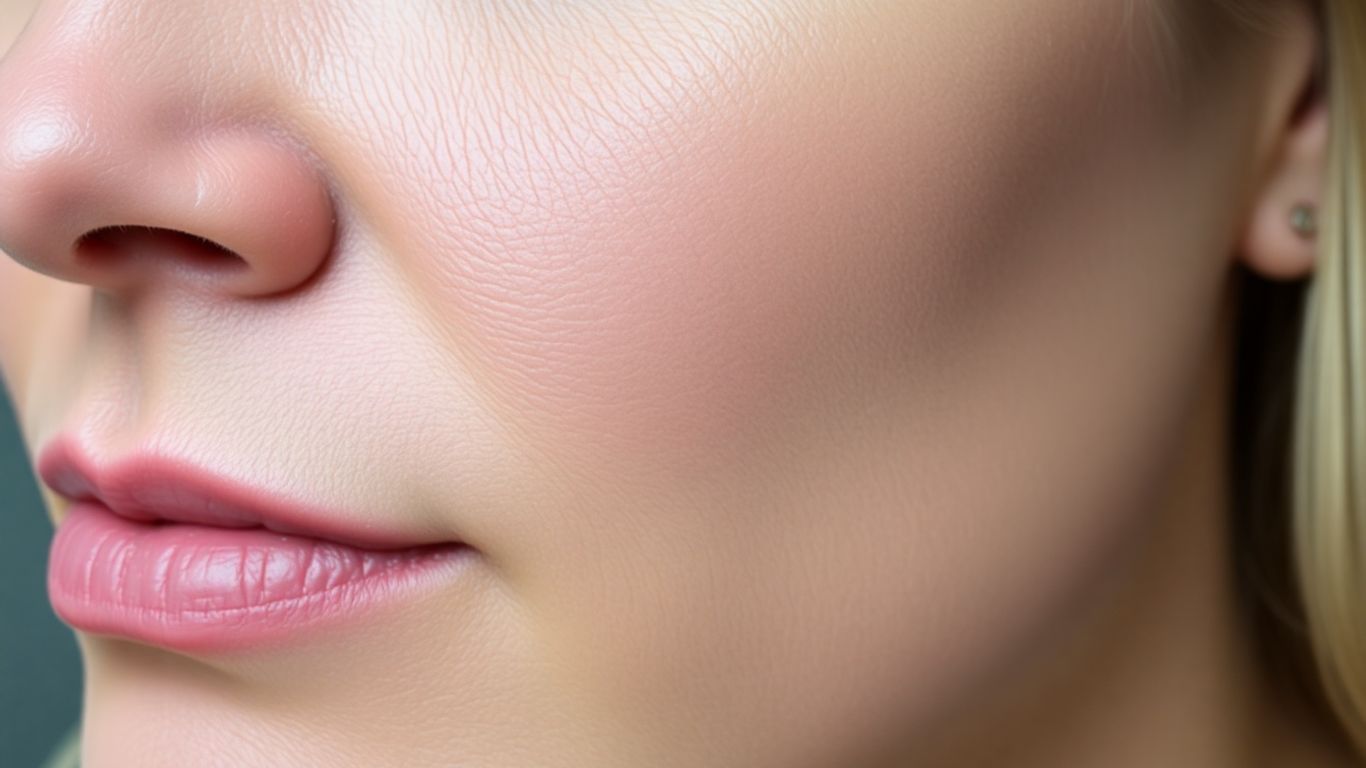Piele facială tratată cu laser CO2 pentru cicatrici.