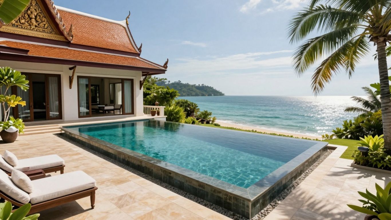 Opulent Phuket estate with infinity pool and tropical gardens.