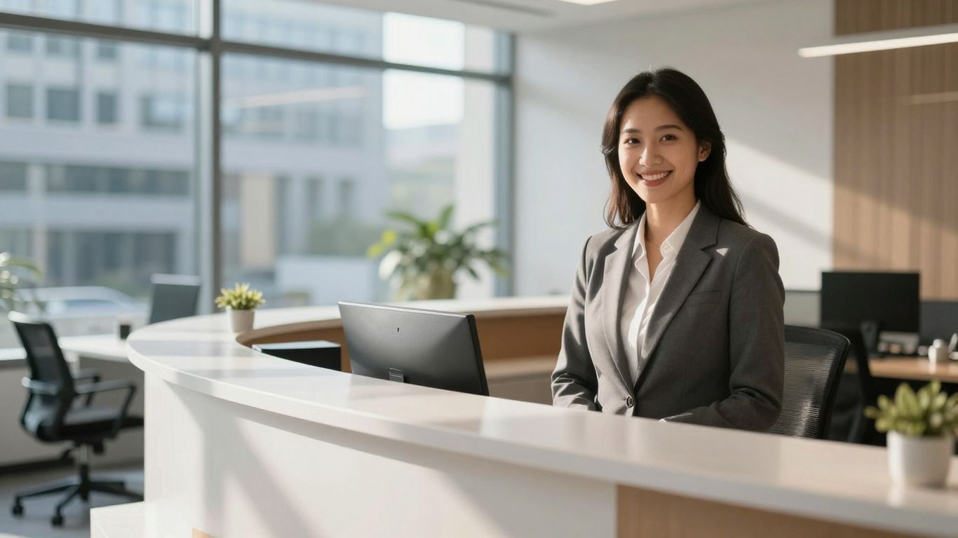 Familienkasse Bonn mit freundlicher Mitarbeiterin im Büro