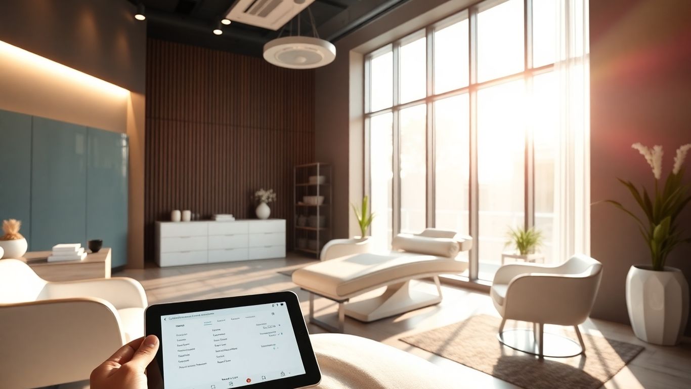 Modern medical spa with digital interface.
