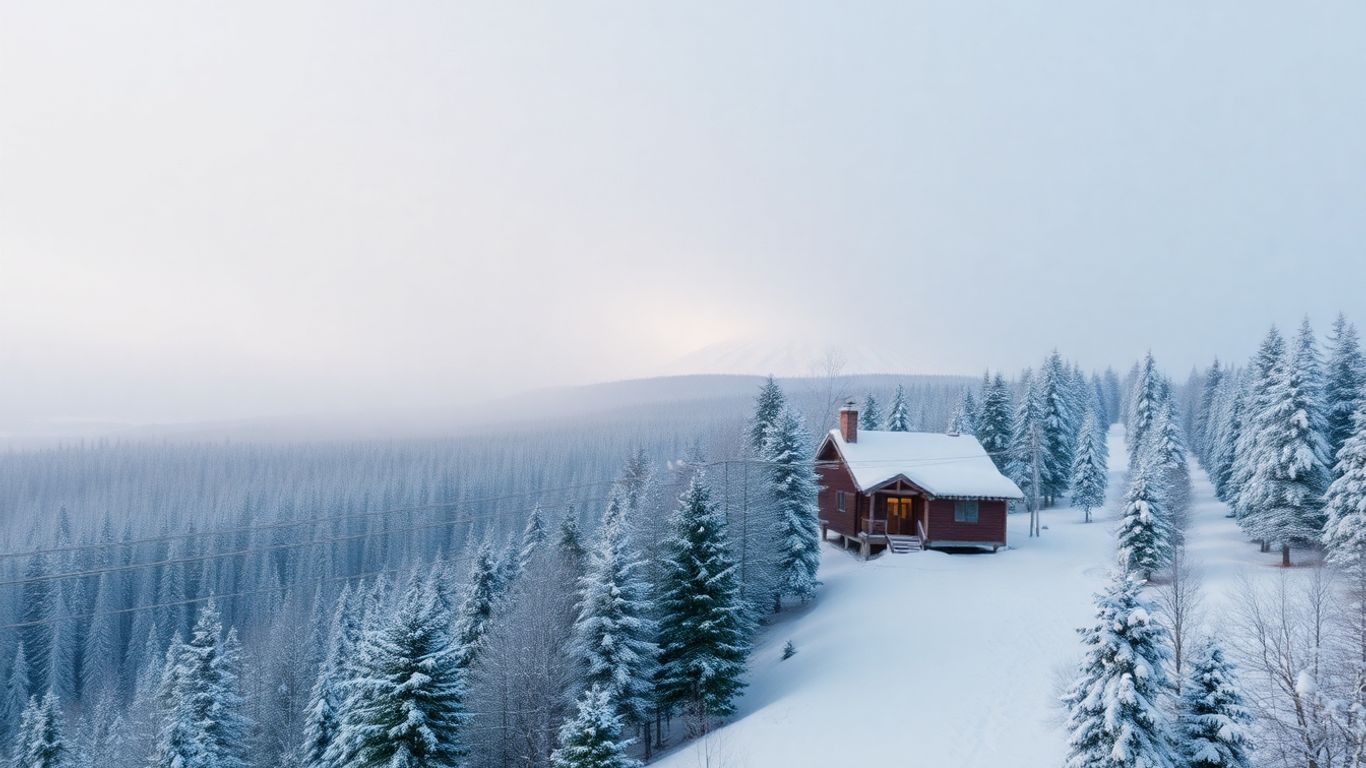 Zimowy krajobraz z ośnieżonymi górami i lasem.