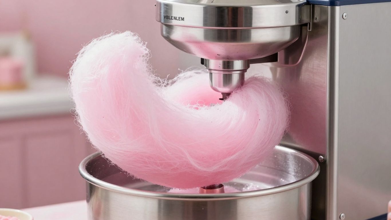 VBLENLEM candy floss machine making pink candy floss.