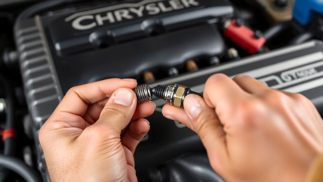 Mechanic replacing Chrysler spark plug
