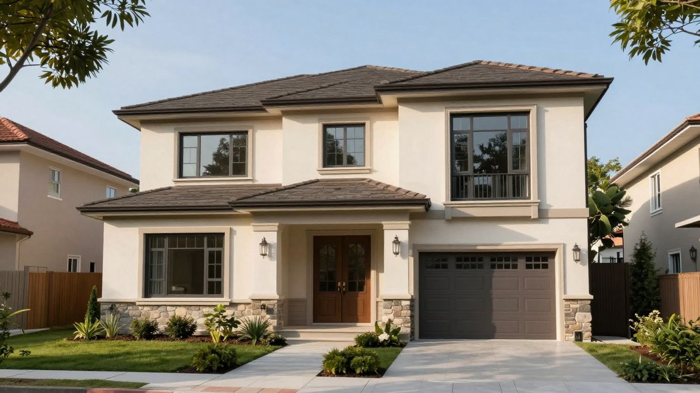 Exterior de una casa moderna y bien cuidada.