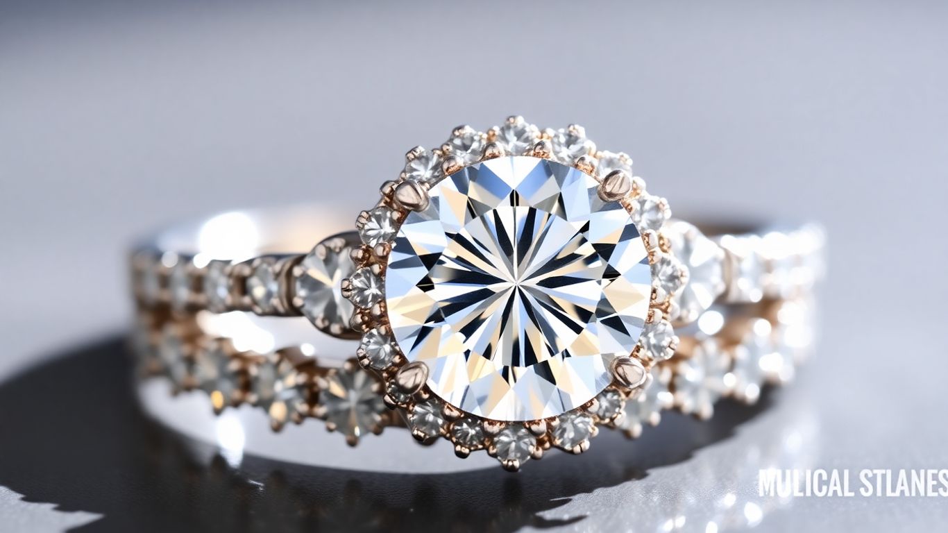 Sparkling moissanite bridal set with intricate band details.