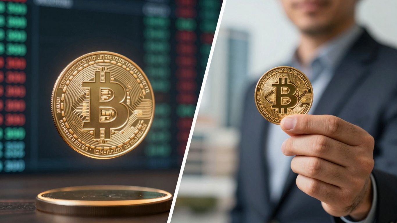 Bitcoin ETF vs. direct ownership comparison image.