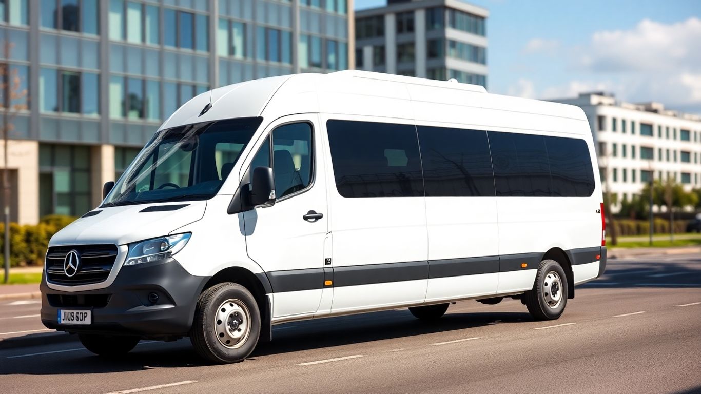 Corporate minibus parked on a street in Slough.