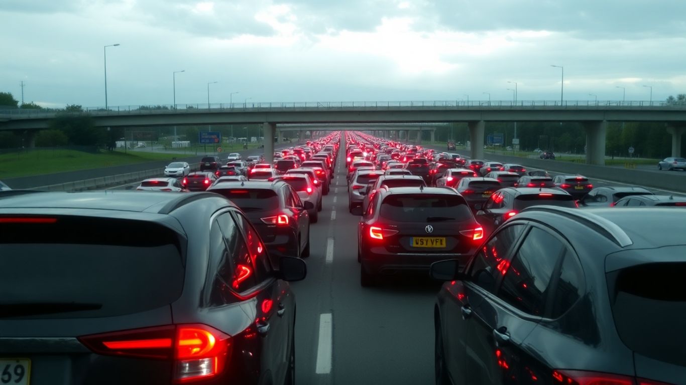 Voitures sur l'autoroute pendant les vacances.