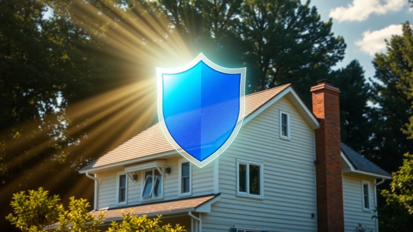 Casa protegida por un escudo de seguro.