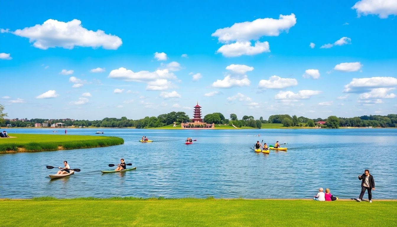People enjoying watersports at Willen Lake Milton Keynes