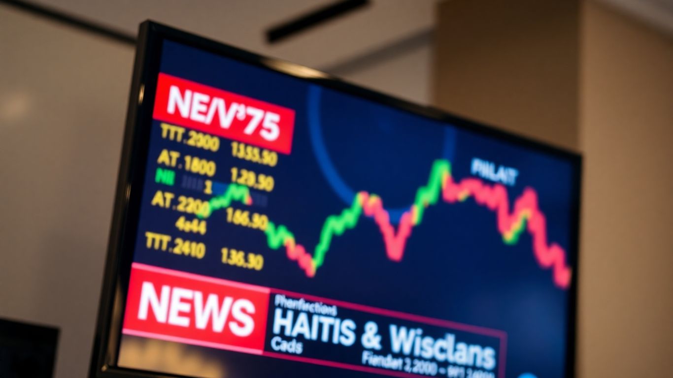 Television screen with financial news