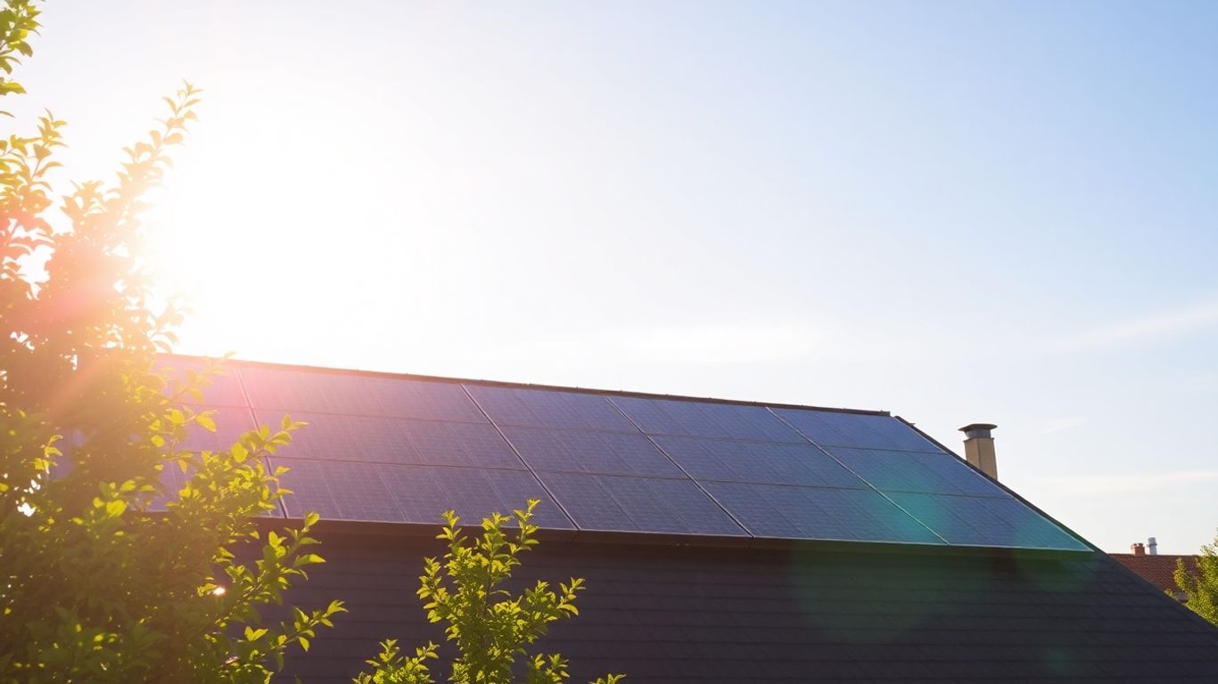 Solar panels on a sunny roof in Burgundy.
