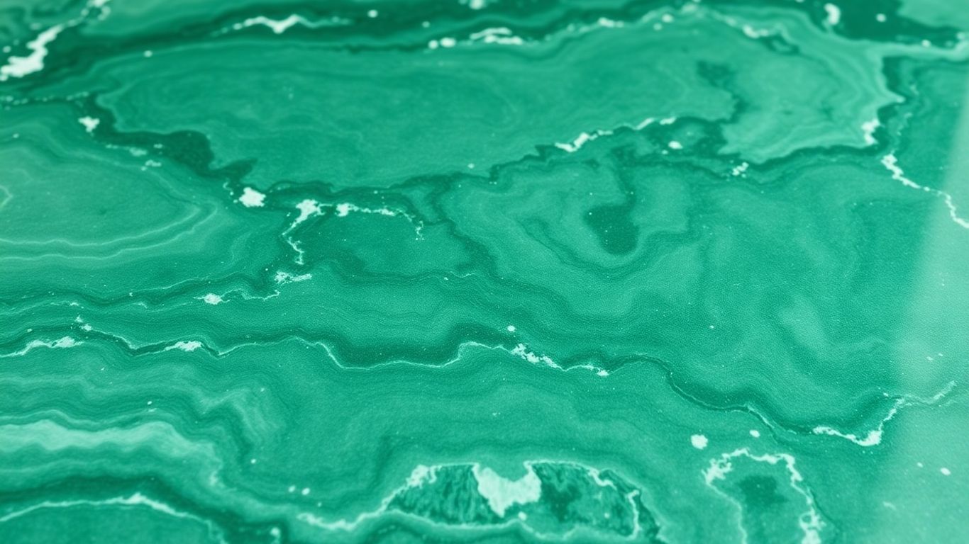 Polished Ming green marble surface with natural green swirls.