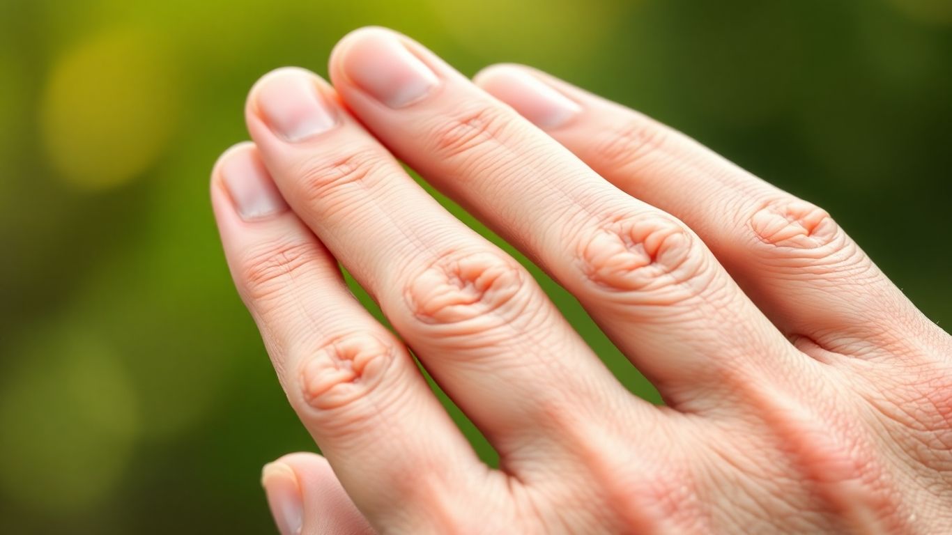 Elderly hands with focus on finger joints