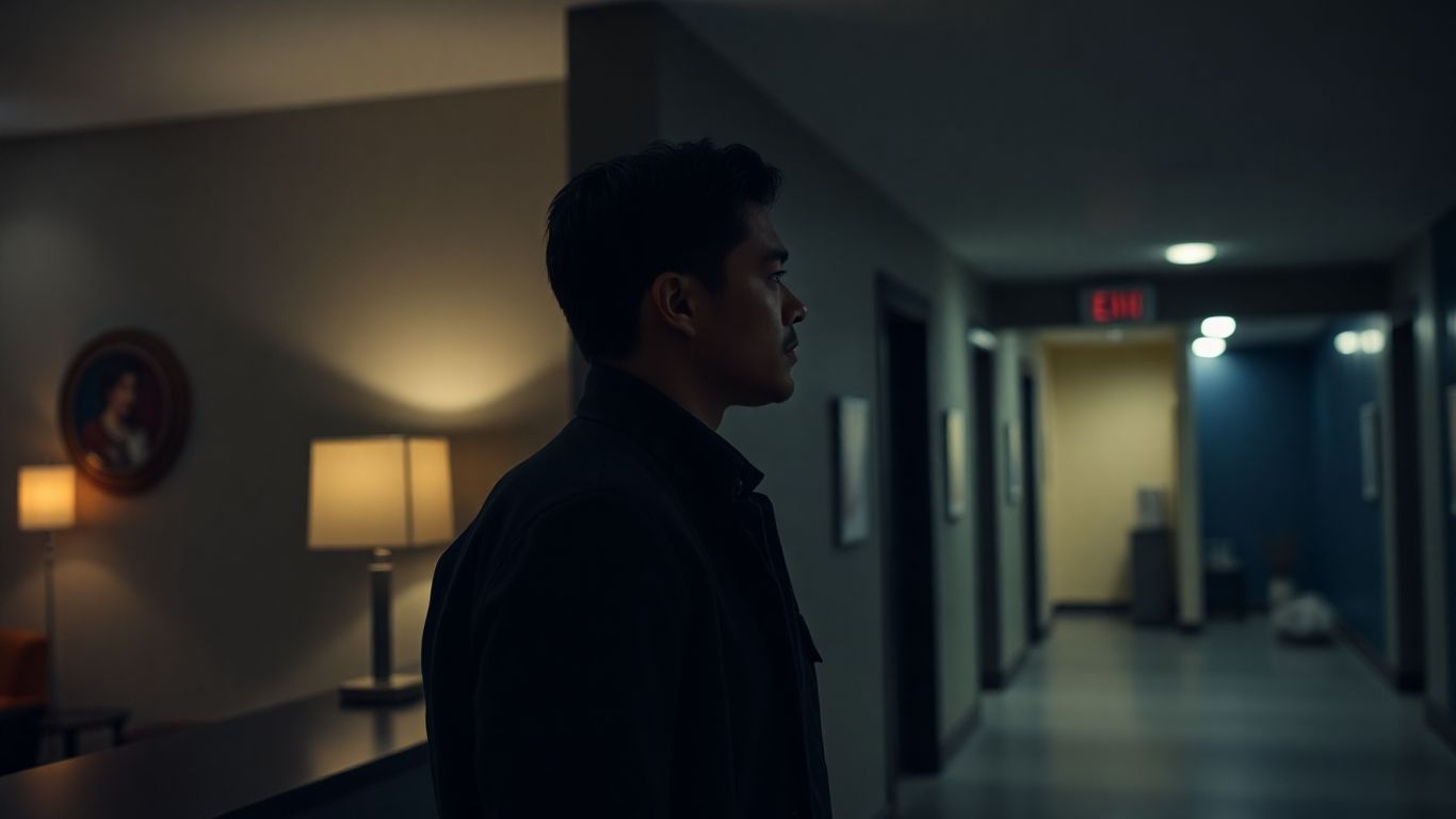 Night concierge on duty in a quiet hostel.