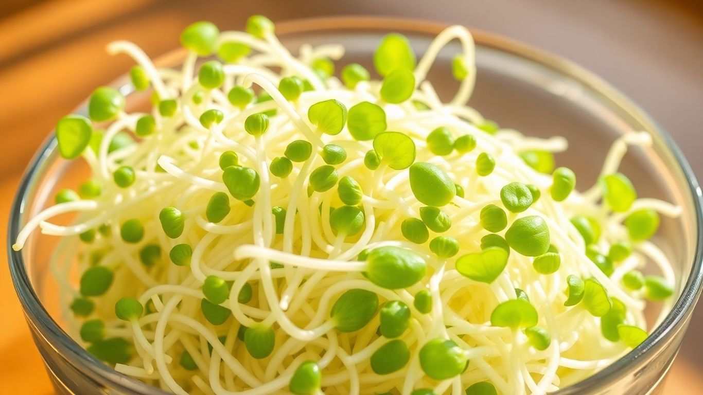 Fresh bean sprouts in a glass bowl