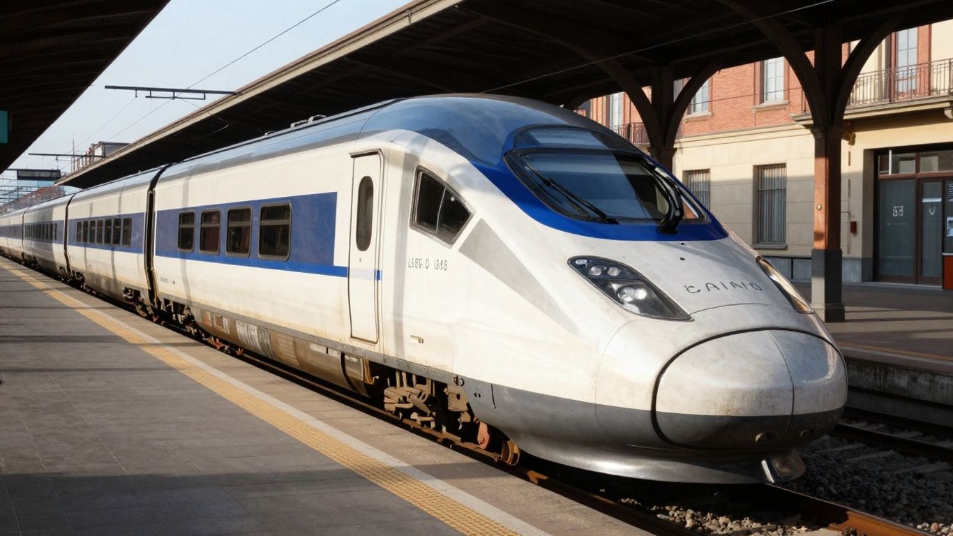 Train arrivant &agrave; la gare de Bologne