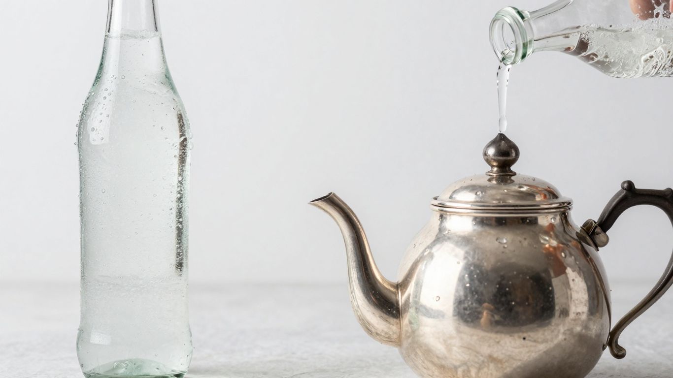 Club soda cleaning a vase and teapot.