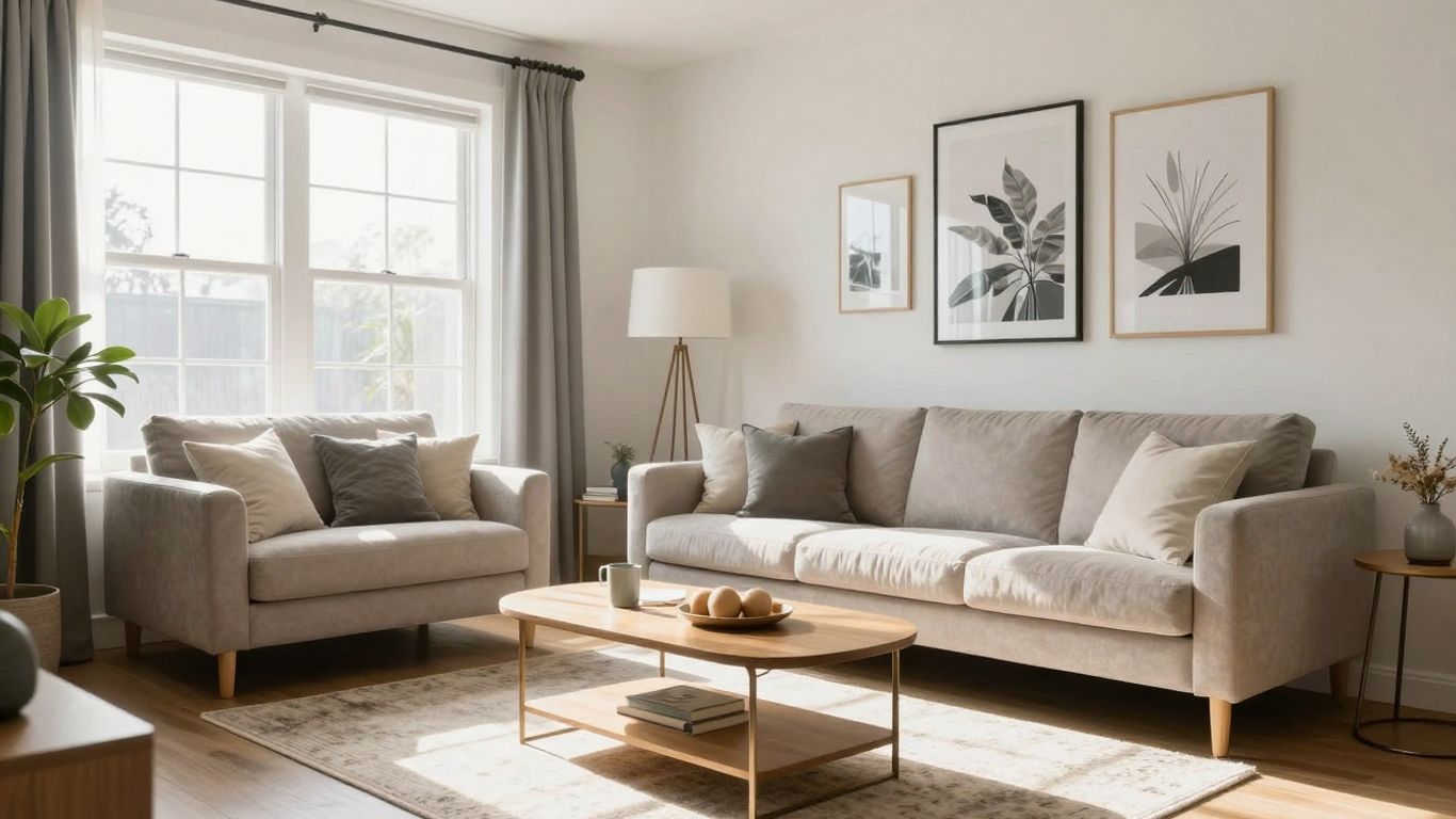 Stylish living room decor for an Airbnb.